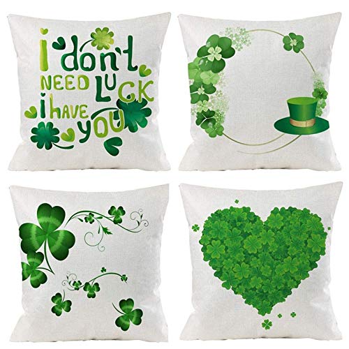 Dosoop Spring St. Patricks Day Pillow Covers,Set Of 4 Shamrock