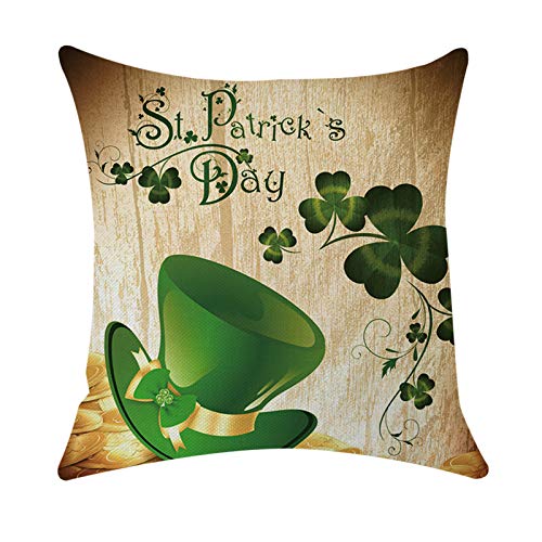 Dosoop St. Patricks Day Pillow Covers, Green Shamrock Clover Ho
