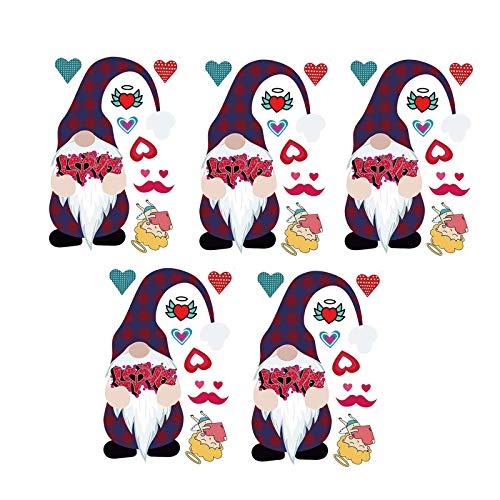 Dosoop Valentine’S Day Gnome Patches Heart Iron On Stickers Heat