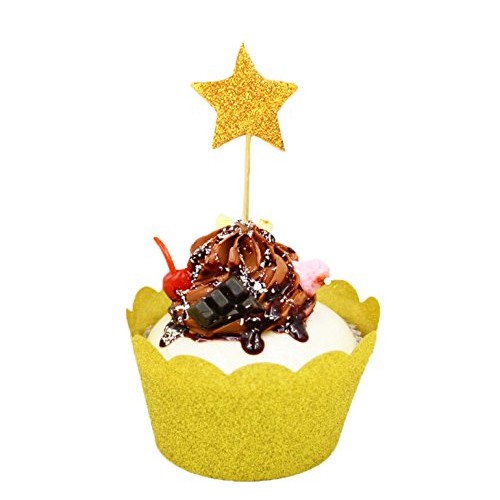 Dotebpa 48 Pieces Little Star Toppers,Food Baby Shower Decor And