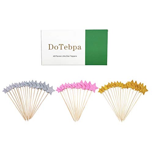 Dotebpa 48 Pieces Little Star Toppers,Food Baby Shower Decor And