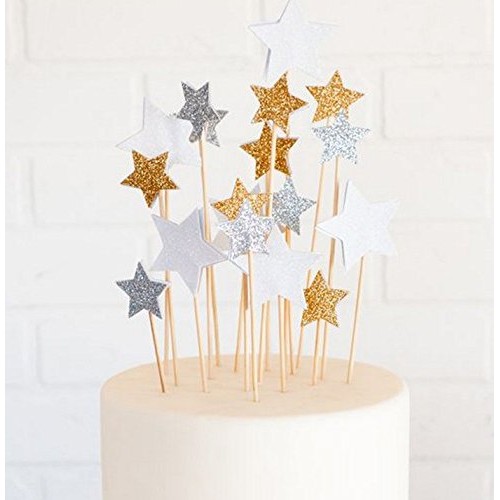 Dotebpa 48 Pieces Little Star Toppers,Food Baby Shower Decor And