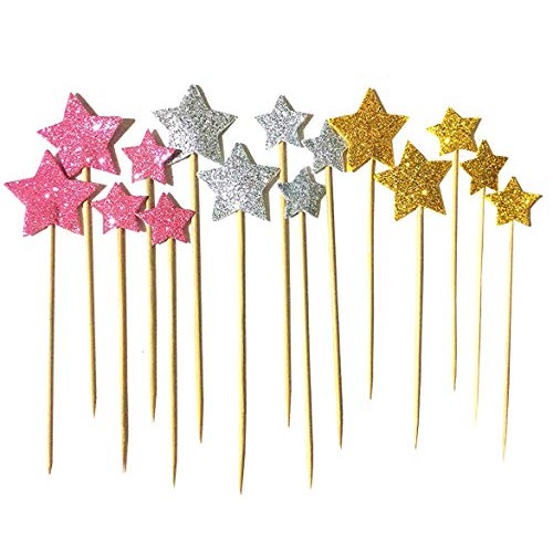 Dotebpa 48 Pieces Little Star Toppers,Food Baby Shower Decor And