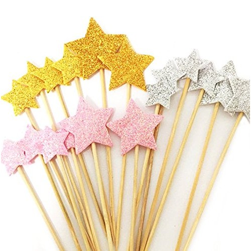 Dotebpa 48 Pieces Little Star Toppers,Food Baby Shower Decor And