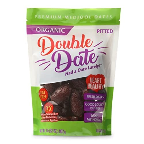 Double Date Organic Medjool Dates Pitted, 2lb Pouch Bag of Pitte...