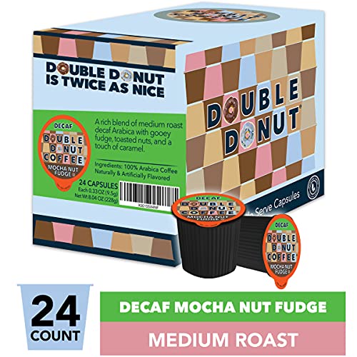 Double Donut Medium Roast Decaf Coffee Pods, Mocha Nut Fudge Fla