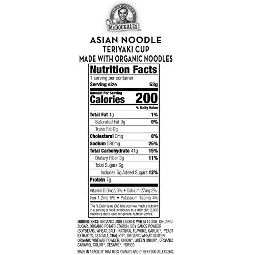 Dr. Mcdougalls Right Foods Asian Entree Teriyaki Noodle, 1.9 Ou
