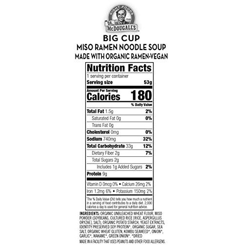 Dr. Mcdougalls Right Foods Vegan Miso Ramen, 1.9 Ounce Cups Pa