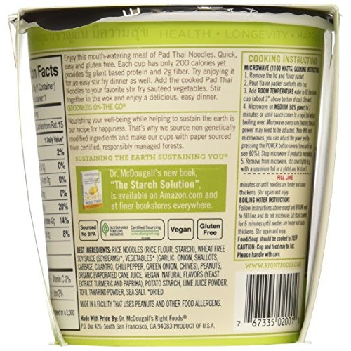 Dr. Mcdougalls Pad Thai Noodles Gluten Free Soup Cup, 2 Oz