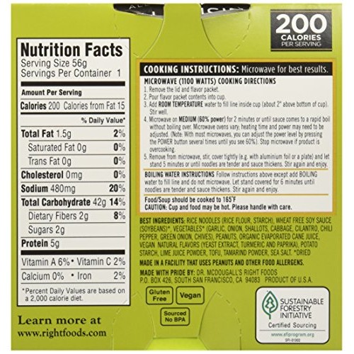 Dr. Mcdougalls Pad Thai Noodles Gluten Free Soup Cup, 2 Oz