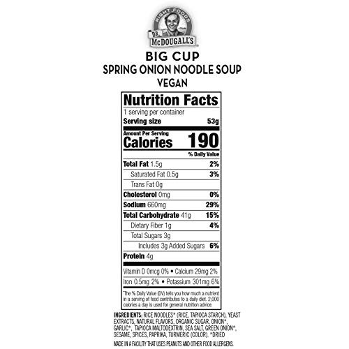 Dr. Mcdougalls Right Foods Vegan Spring Onion Noodle Soup, 1.9