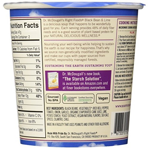 Dr. Mcdougalls Vegan Black Bean &Amp; Lime Soup, 3.4 Oz