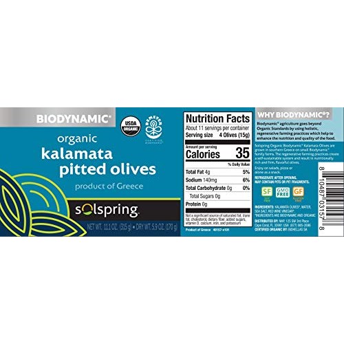 Dr. Mercola Solspring Biodynamic Organic Kalamata Pitted Olives,