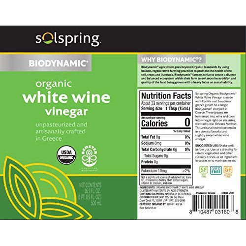 Dr. Mercola Solspring Biodynamic Organic White Wine Vinegar 16.