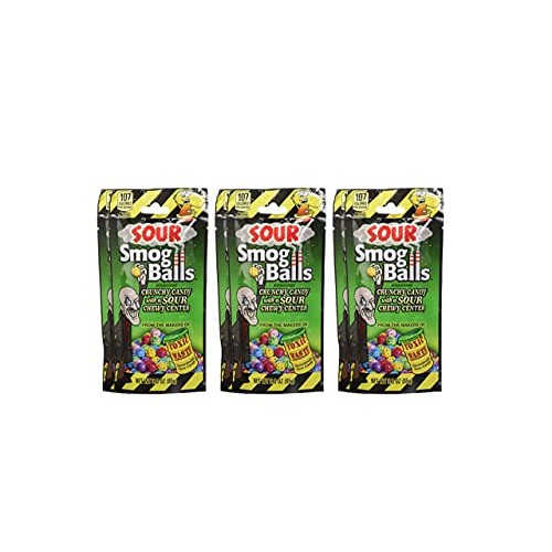 TOXIC WASTE Sour Smog Balls 6 Pack - Crunchy Candy with a Chew...