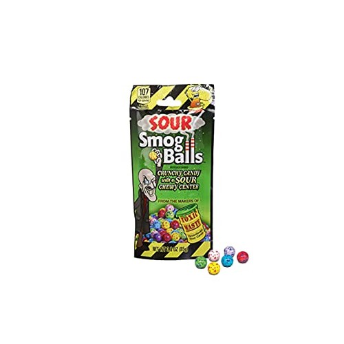 TOXIC WASTE Sour Smog Balls 6 Pack - Crunchy Candy with a Chew...