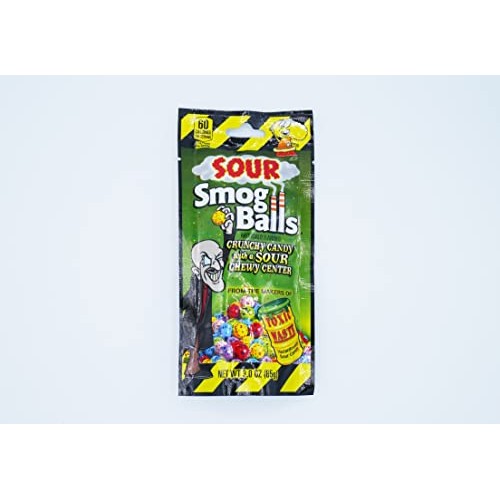 TOXIC WASTE Sour Smog Balls 6 Pack - Crunchy Candy with a Chew...