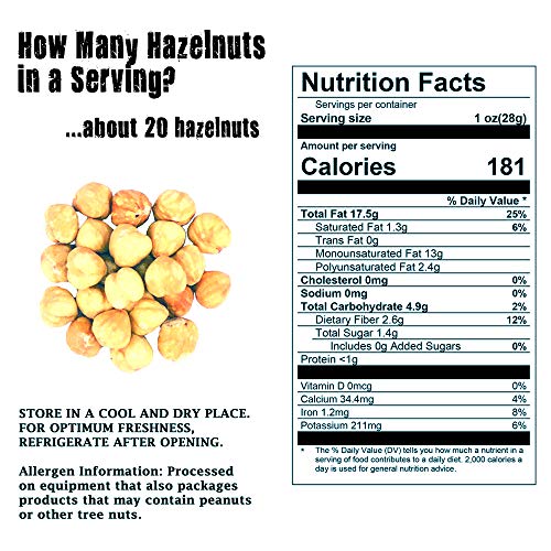 Draje Roasted Unsalted Skinned Hazelnuts, Whole Dry Roasted Peel