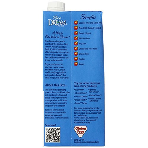 Rice Dream Classic Vanilla Rice Drink, 32 Fl. Oz. Pack Of 12