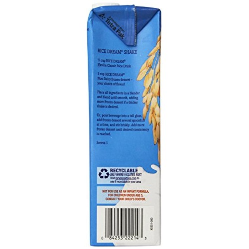 Rice Dream Classic Vanilla Rice Drink, 32 Fl. Oz. Pack Of 12