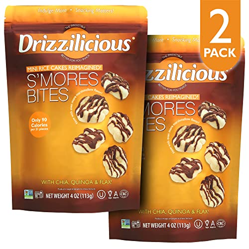 Drizzilicious Smores 4oz 2 Pack | Mini Snack Chocolatey Rice Ca...