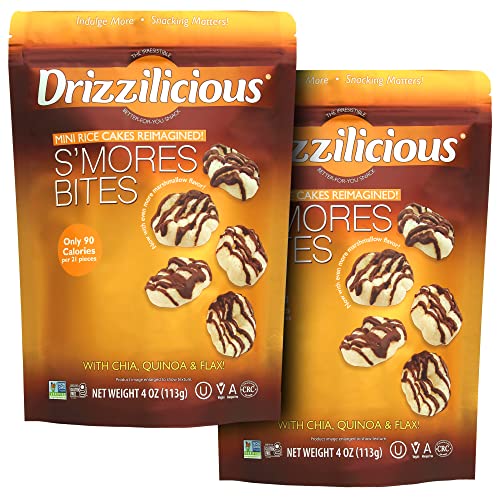 Drizzilicious Smores 4oz 2 Pack | Mini Snack Chocolatey Rice Ca...