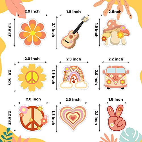 36 Pcs Hippie Party Cupcake Toppers Retro Party Decorations For