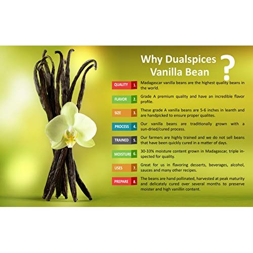 Dualspices - 10 - Grade A Madagascar Bourbon Vanilla Beans Vani