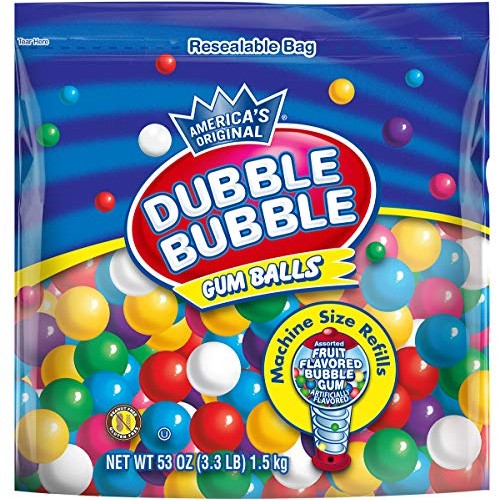 Dubble Bubble Gum Balls Machine Size Gum Ball Refills, 3.3 Lbs,