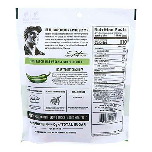 Duke Shorty Smoked Sausage Hatch Green Chile, 5 Oz, 1 Count SNA...