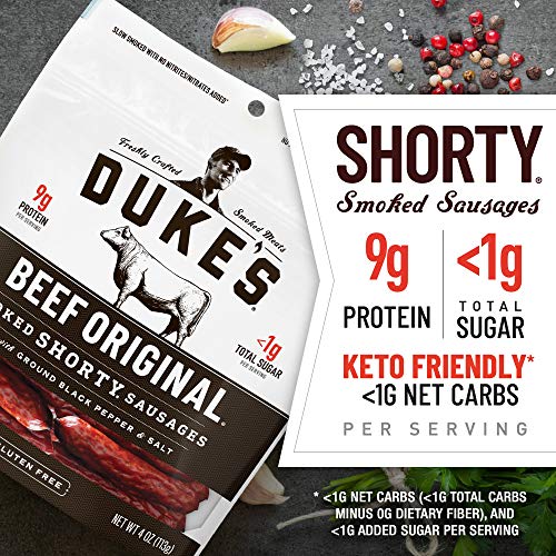 Dukes Beef Original Smoked Shorty Sausages, Keto Friendly Snack