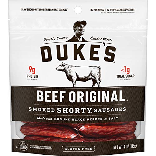 Dukes Beef Original Smoked Shorty Sausages, Keto Friendly Snack