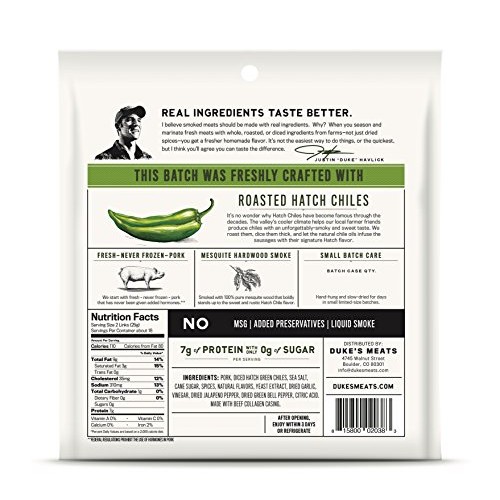 Dukes Hatch Green Chile Pork Sausages, 16 Ounce Dukes Hatch Green Chile Pork Sausages, 16 Ounce