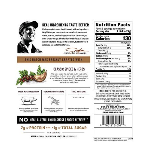 Dukes Original Recipe Smoked Shorty Sausages, 5 Ounce, Pack Of 8