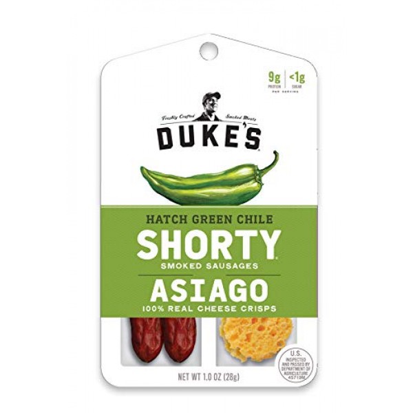 Dukes Shorty Smoked Sausages &Amp; Cheese Crisps, Hatch Green Chile