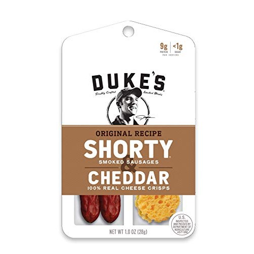 Dukes Shorty Smoked Sausages &Amp; Cheese Crisps, Original Recipe &Amp;