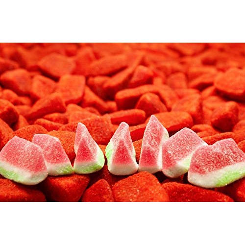 Gummy Watermelon Slices Coated In Our Signature Chamoy Flavored
