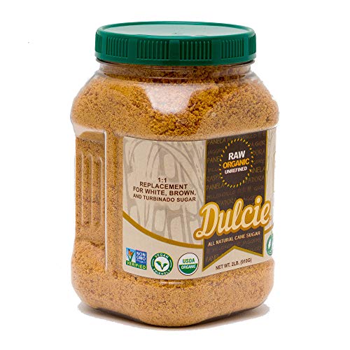 Dulcie Organic Raw Unrefined Natural Pure Cane Sugar 2 Lb Jar