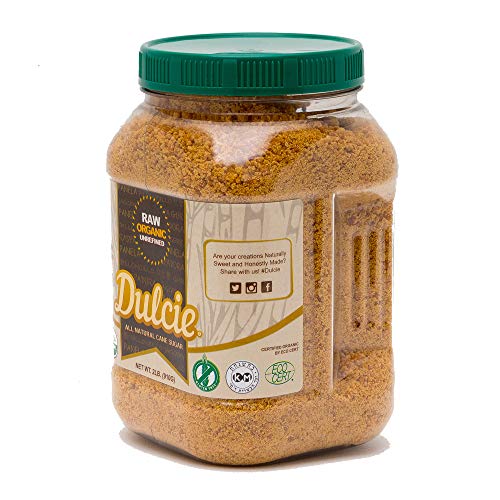 Dulcie Organic Raw Unrefined Natural Pure Cane Sugar 2 Lb Jar
