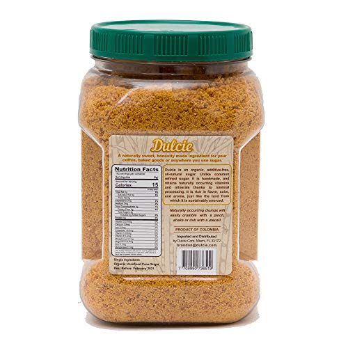 Dulcie Organic Raw Unrefined Natural Pure Cane Sugar 2 Lb Jar