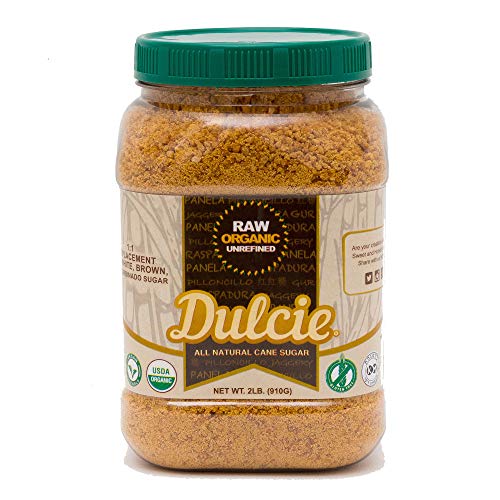 Dulcie Organic Raw Unrefined Natural Pure Cane Sugar 2 Lb Jar