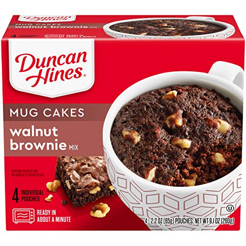 Duncan Hines Mug Cakes Walnut Brownie Mix, 4 - 2.2 Oz Pouches