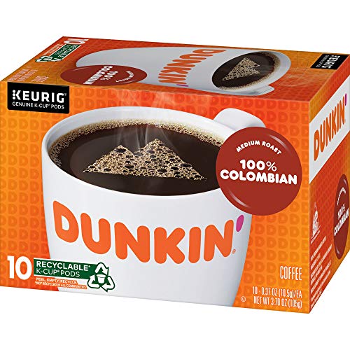 Dunkin 100% Colombian Medium Roast Coffee, 60 K Cups For Keurig