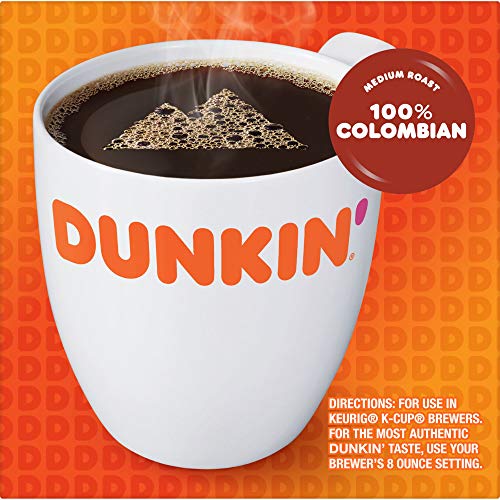 Dunkin 100% Colombian Medium Roast Coffee, 60 K Cups For Keurig