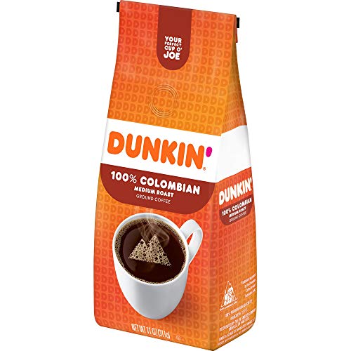Dunkin 100% Columbian Medium Roast Ground Coffee, 11 Ounces Pa