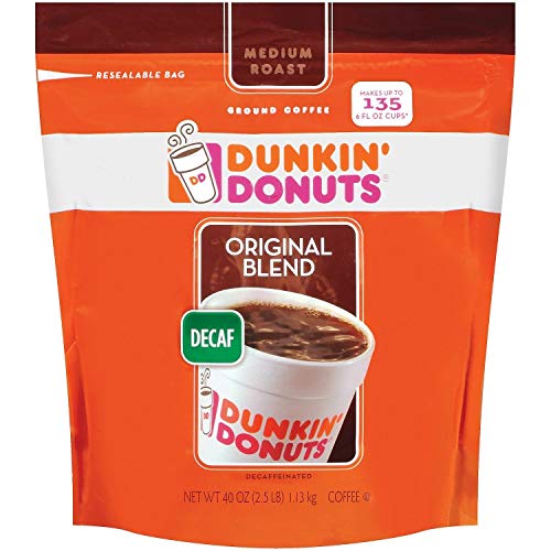 Dunkin Donuts Decaffeinated Coffee, Ground 40 Oz.