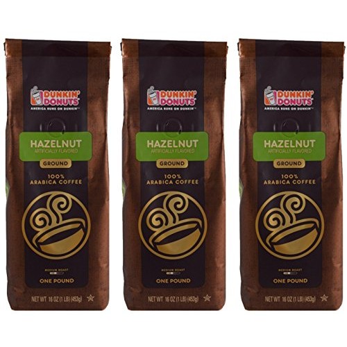Dunkin Donuts Ground Coffee 1 Lb. Bag Multi Pack Hazelnut, Thr