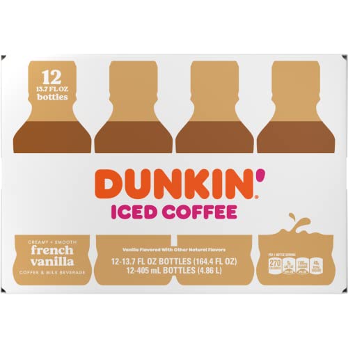 Dunkin Donuts Iced Coffee, French Vanilla, 13.7 Fluid Ounce Pac...