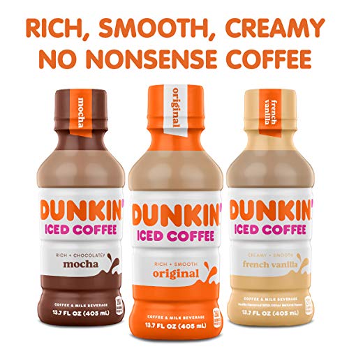 Dunkin Donuts Iced Coffee, Mocha, 13.7 Fluid Ounce Pack of 12