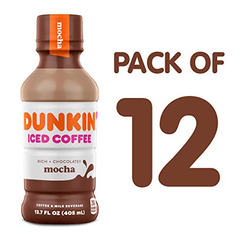 Dunkin Donuts Iced Coffee, Mocha, 13.7 Fluid Ounce Pack of 12